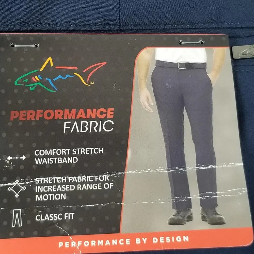 Greg Norman Pants Mens 34x30 Blue Classic Fit‎ Performance PlayDry Golf Stretch